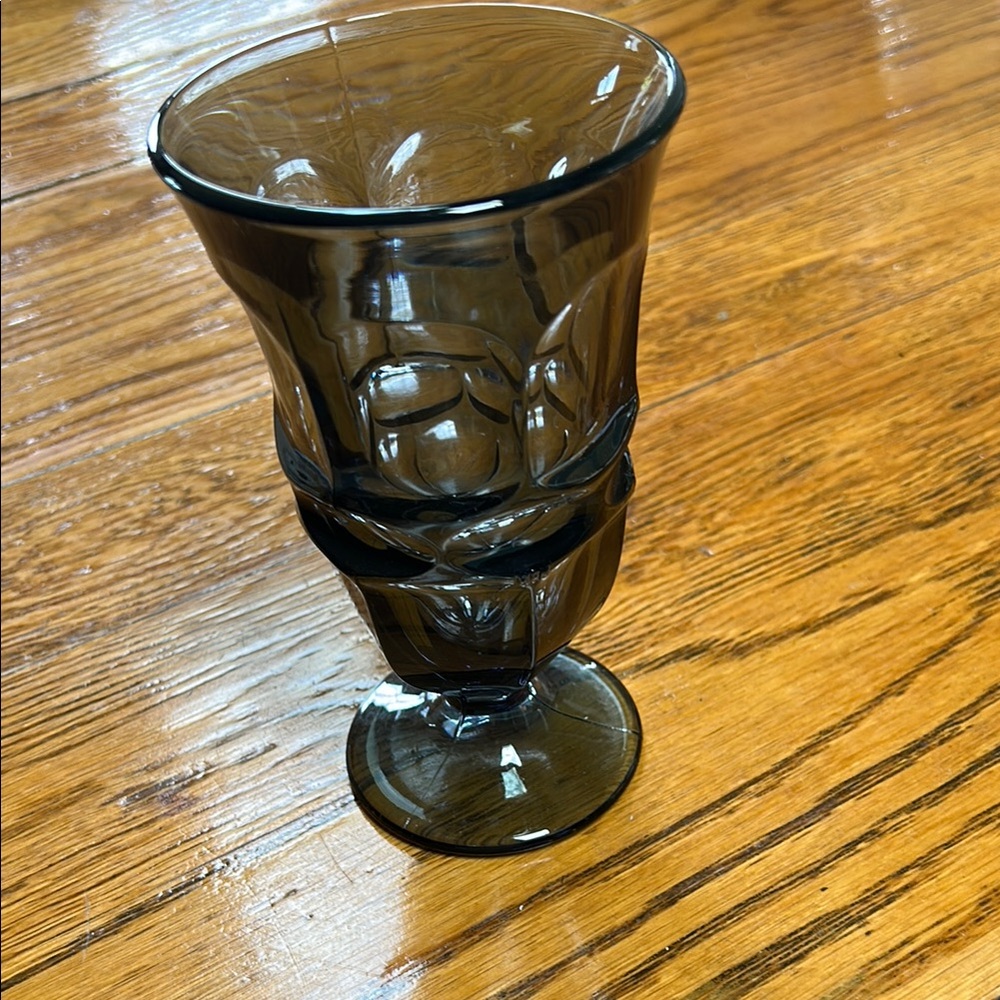 Vintage Anchor Hocking footed tumbler.  Georgian Smoke.  Honeycomb pattern.